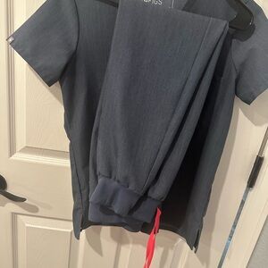 Figs denim scrub set, XS (one shirt, two pants, one pair of pants NWT)!